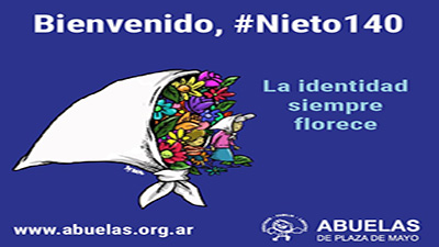 Estela de Carlotto, presidenta de Abuelas de Plaza de Mayo, anunciando el hallazgo del Nieto 140.