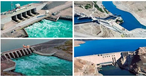 Fotografía aérea de una de las represas hidroeléctricas del Comahue.