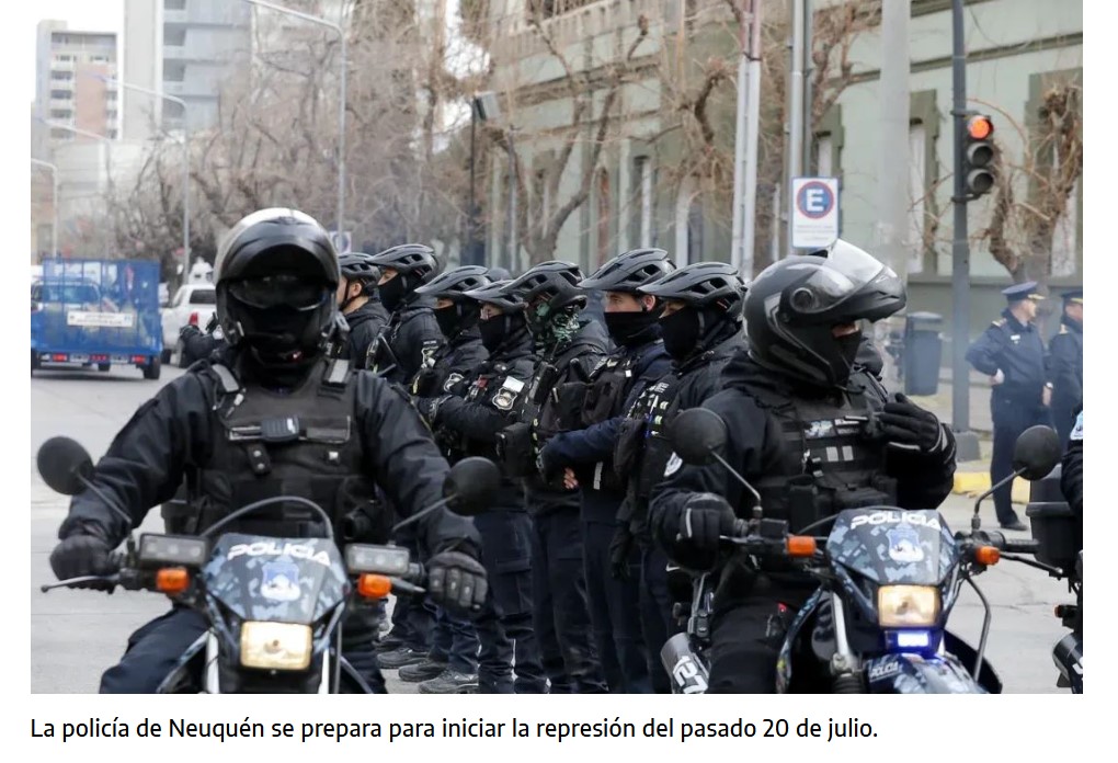 La policia de Neuquén se prepara para la repreción 