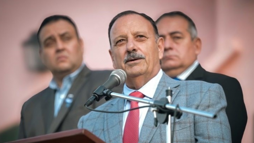El gobernador Ricardo Quintela durante un acto partidario en La Rioja.