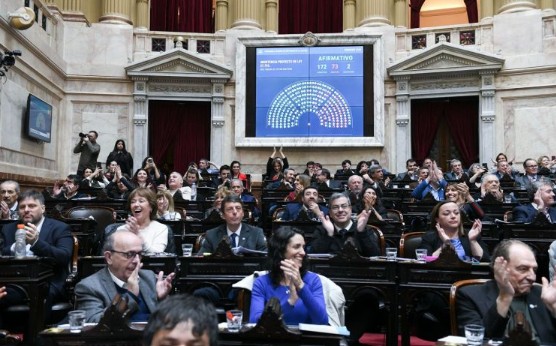 Fotografía de una masiva marcha de personas con discapacidad y sus familiares frente al Congreso de la Nación.