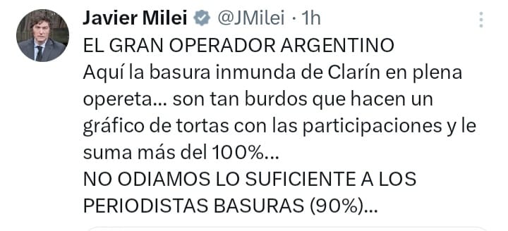 tweet del presidente Milei